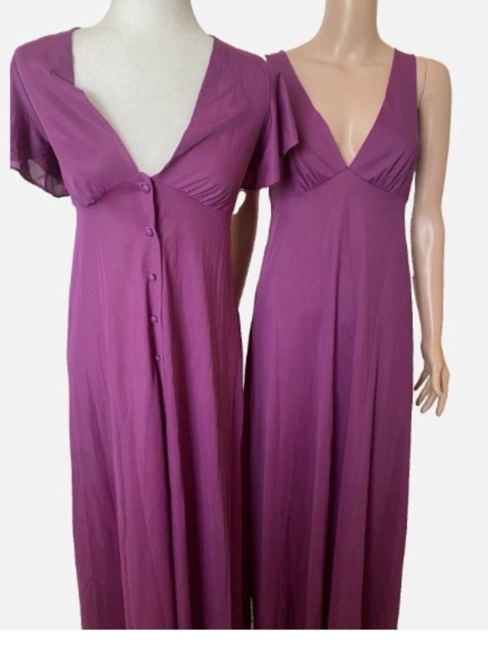Vintage JOHN KLOSS FOR CIRA Peignoir Robe & Nightgown Set Purple Small
